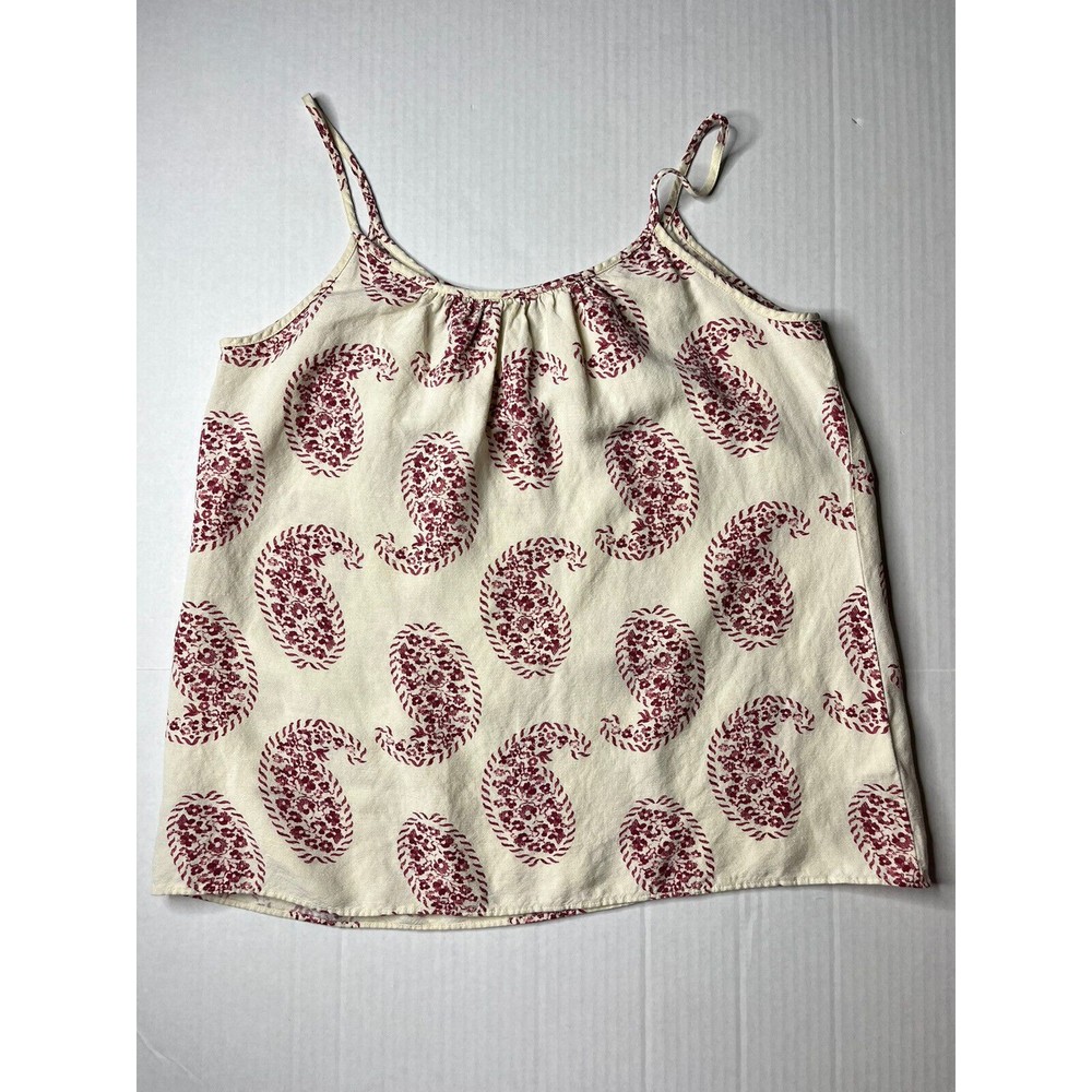 Loft Petites Linen Blend Cami Size SP Spaghetti Tank Top Paisley Floral - Picture 5 of 10